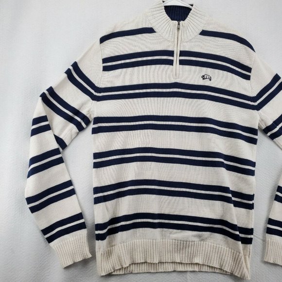 AMERICAN RAG Sweater Men's Long Sleeve Striped 1/4 Zip Pullover White Large - Picture 5 of 12